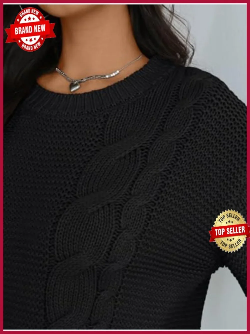 Women's Oversized Cable Knit Sweater Crew Neck Long Sleeve Cozy Fall Pullover
